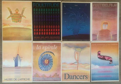 Jean Michel Folon - 8 X posters 1977, Antiek en Kunst, Kunst | Tekeningen en Foto's