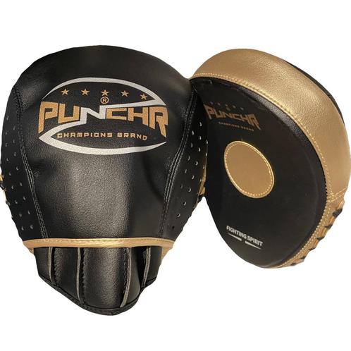 PunchR™ Pro Boxing Hand Pads HPQ3 Curved Zwart Goud, Sport en Fitness, Vechtsporten en Zelfverdediging, Vechtsportmateriaal, Nieuw