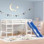 vidaXL Kinderhoogslaper met glijbaan massief grenenhout wit, Huis en Inrichting, 90 cm, Eenpersoons, Verzenden, Wit