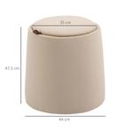 TRUUSK Ottoman Ronde Zitkruk Met Opbergruimte In Beige Fluwe, Verzenden, Nieuw