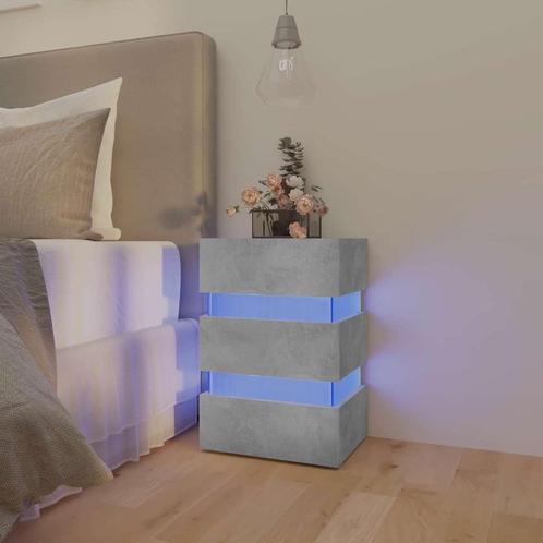 vidaXL Nachtkastje LED 45x35x67 cm bewerkt hout betongrijs, Huis en Inrichting, Slaapkamer | Nachtkastjes, Nieuw, Minder dan 45 cm