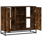 vidaXL Dressoir 92x35x76 cm bewerkt hout gerookt, Huis en Inrichting, Kasten | Dressoirs, Verzenden, Nieuw, Overige houtsoorten