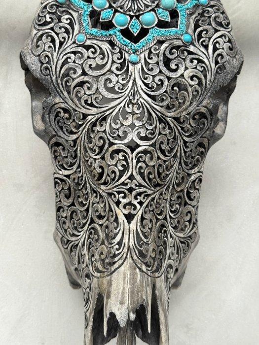 Geen minimumprijs - Grote grijze handgesneden stierenkop -, Antiek en Kunst, Kunst | Designobjecten