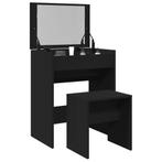 vidaXL Kaptafel met krukje 60x40x113,5 cm zwart, Verzenden, Nieuw
