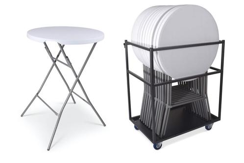Supercombi - 12x statafel blomo + trolley, Huis en Inrichting, Tafels | Bijzettafels, Kunststof, Ophalen of Verzenden