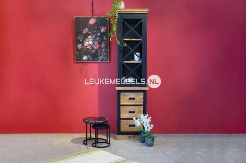 Buffetkast Iron Mango black 55 cm, Huis en Inrichting, Kasten | Vitrinekasten, 25 tot 50 cm, Met lade(s), Met deur(en), Met plank(en)