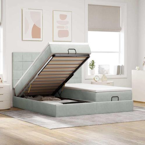 vidaXL Ottoman bed met matrassen 180x200cm fluweel, Huis en Inrichting, Slaapkamer | Bedden, 80 cm, 200 cm, Grijs, Eenpersoons