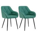 Set van 2 Fluwelen Eetkamerstoelen –Rugleuning en Armleuning, Huis en Inrichting, Stoelen, Verzenden, Nieuw