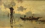 Pietro Fragiacomo (1856-1922) - Tramonto in laguna Venezia, Antiek en Kunst, Kunst | Schilderijen | Klassiek