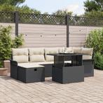 vidaXL 7-delige tuinbank set met kussens zwart poly rattan, Tuin en Terras, Tuinsets en Loungesets, Verzenden, Nieuw, Rotan