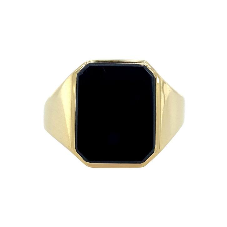 Gouden vintage zegelring met onyx 14 krt, Sieraden, Tassen en Uiterlijk, Ringen, Nieuw, Ophalen of Verzenden