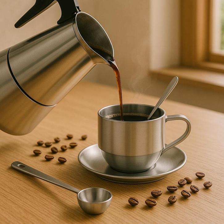 RVS Percolator 6 kops – Moka Pot, Huis en Inrichting, Keuken | Tupperware, Nieuw, Verzenden