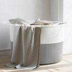 vidaXL Wasmand Ø 55x36 cm katoen grijs en wit, Verzenden, Nieuw