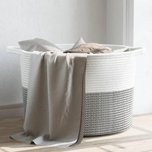 vidaXL Wasmand Ø 55x36 cm katoen grijs en wit, Tuin en Terras, Droogmolens en Wasrekken, Nieuw, Verzenden
