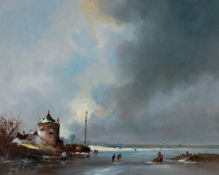 Hollandse School (XX) - Hollands Winterlandschap (XL) - NO, Antiek en Kunst, Kunst | Schilderijen | Klassiek