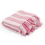 vidaXL Plaid strepen 220x250 cm katoen roze en wit, Verzenden, Nieuw, Roze