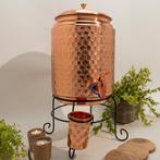 Puur koperen watertank ± 11 liter met standaard en 1 beker, Nieuw