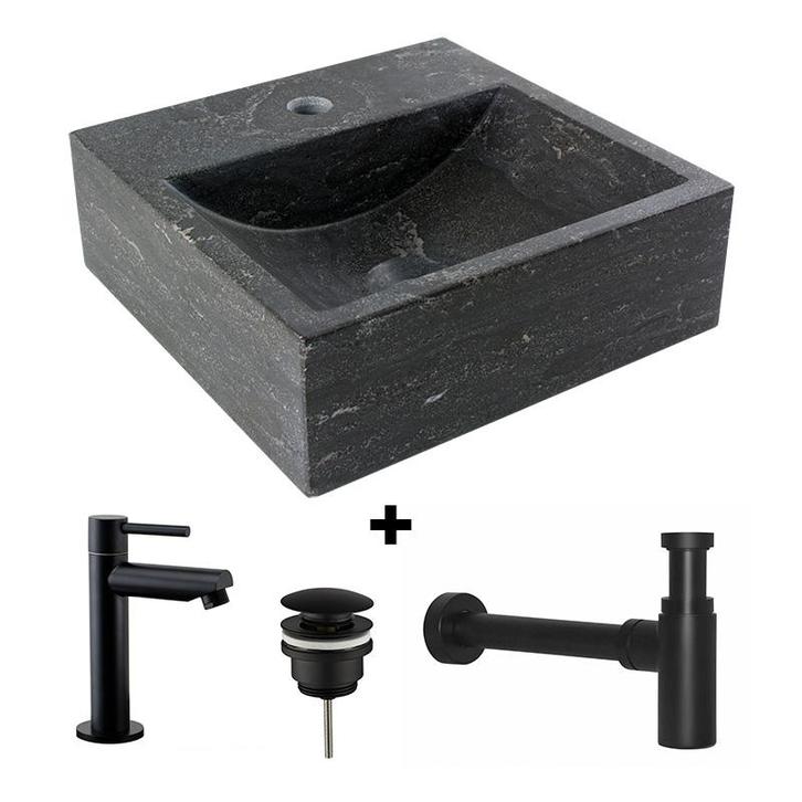 Hardsteen fontein Saniflex Square Black edition, Doe-het-zelf en Verbouw, Sanitair, Nieuw, Verzenden