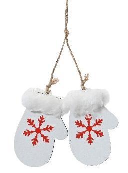 Hanger houten wanten wit met rood / st figuurtjes voor, Hobby en Vrije tijd, Knutselen, Nieuw, Ophalen of Verzenden