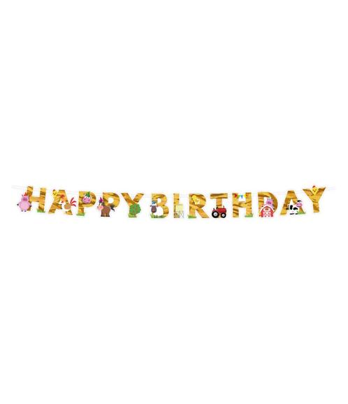 Boerderij Letterslinger Happy Birthday 2,5m, Hobby en Vrije tijd, Feestartikelen, Nieuw, Verzenden