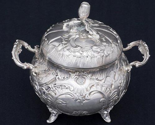 Suikerkom (3) - Antique Hanau 800 Silver Sugar Bowl &, Antiek en Kunst, Antiek | Goud en Zilver