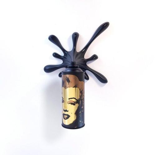 2FAST - Marilyn Black/Gold Splash Can Sculpture, Antiek en Kunst, Kunst | Designobjecten