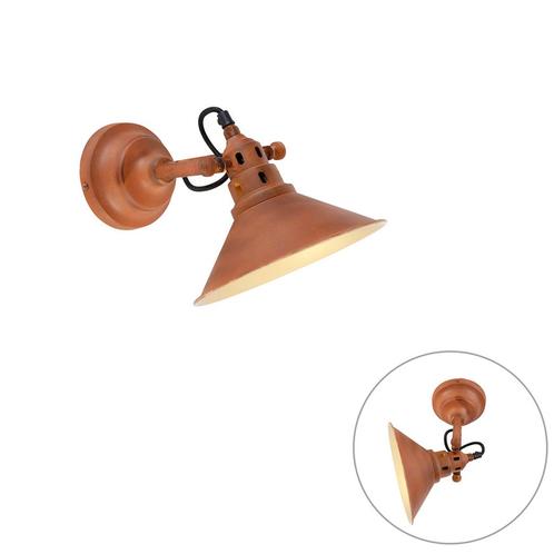 Industriële wandlamp roest met goud - Rust, Huis en Inrichting, Lampen | Wandlampen