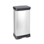 Rechthoekige pedaalemmer Decobin 50 ltr - zilver/Zwart, Huis en Inrichting, Woonaccessoires | Prullenbakken, Verzenden, Nieuw
