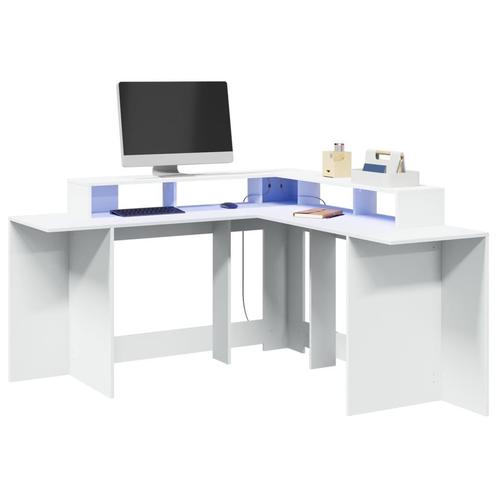 vidaXL Bureau met LED-verlichting 152x152x91 cm bewerkt hout, Huis en Inrichting, Bureaus, Nieuw, Verzenden