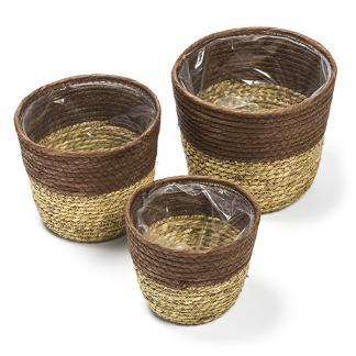 Plantenmand | Decoris | 3 stuks (Zeegras, Binnen, Bruin), Tuin en Terras, Bloempotten, Nieuw, Verzenden
