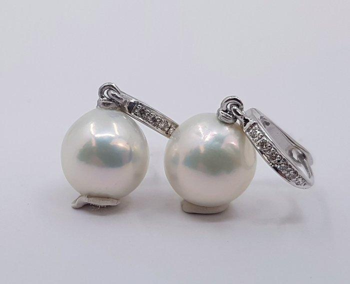 Oorbellen - 14 karaat Witgoud - 0.09ct. tw. - 10x11mm Edison, Sieraden, Tassen en Uiterlijk, Oorbellen