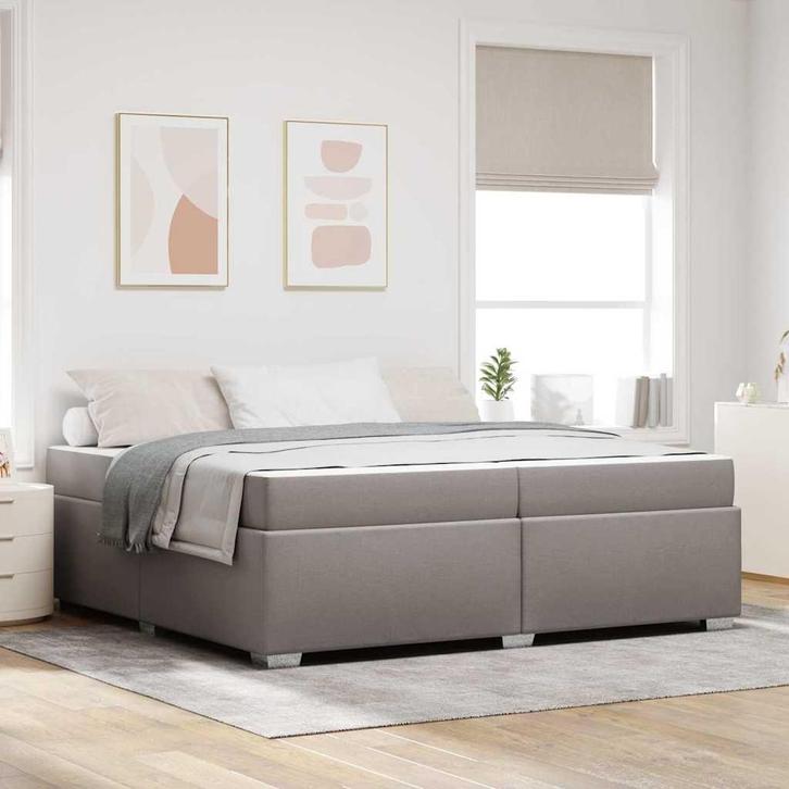 vidaXL Bedframe Taupe 200 x 200 cm Stof, Huis en Inrichting, Slaapkamer | Bedden, Nieuw, Stof, Verzenden