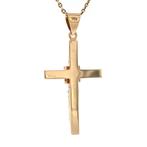 Gouden kruis hanger met glasgranaat 14 krt