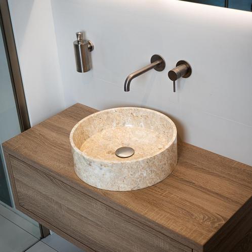 Waskom Loutro Louise S Rond 40x40x12 cm Marmer Sand, Doe-het-zelf en Verbouw, Sanitair, Overige typen, Nieuw, Ophalen of Verzenden