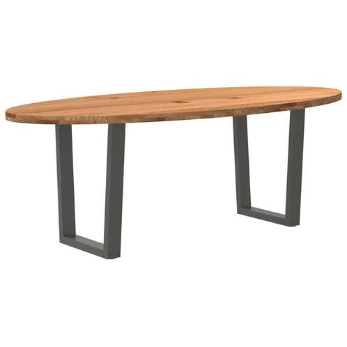 vidaXL Eettafel 220x100x74 cm ovaal massief eikenhout, Huis en Inrichting, Tafels | Eettafels, Nieuw, Verzenden