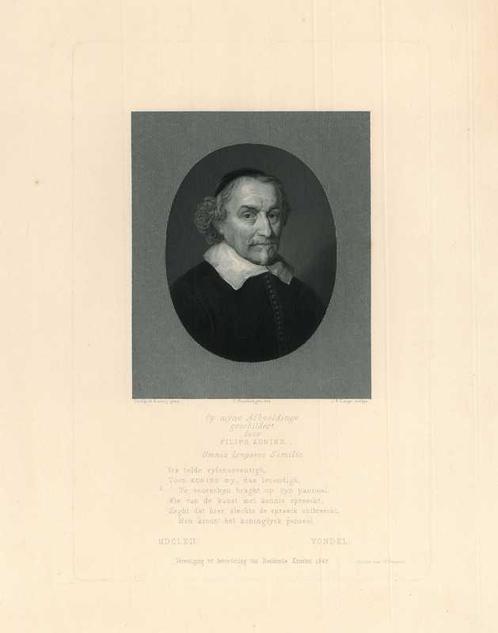 Portrait of Joost van den Vondel, Antiek en Kunst, Kunst | Etsen en Gravures