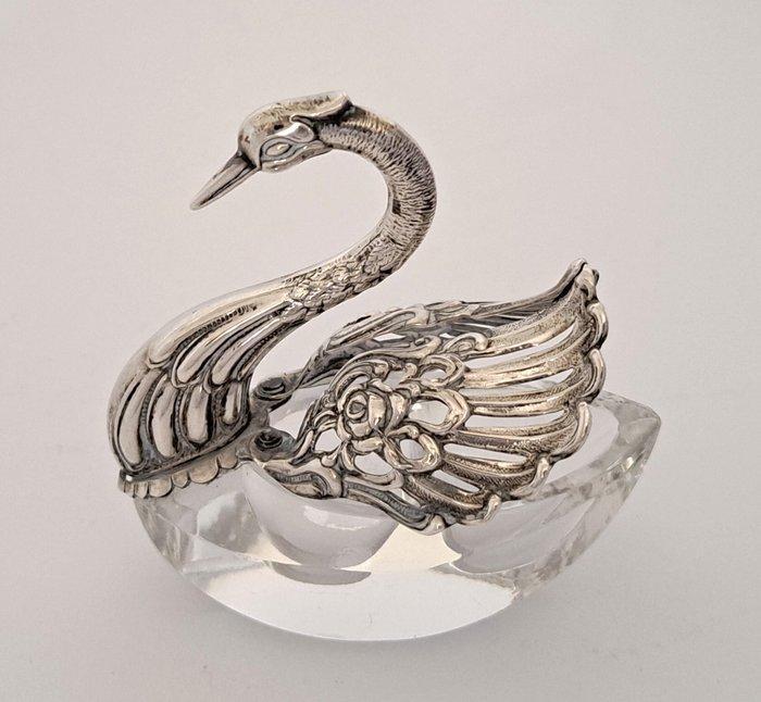 Albert Bodemer - Zoutbakje - in de vorm van een zwaan met, Antiek en Kunst, Antiek | Goud en Zilver