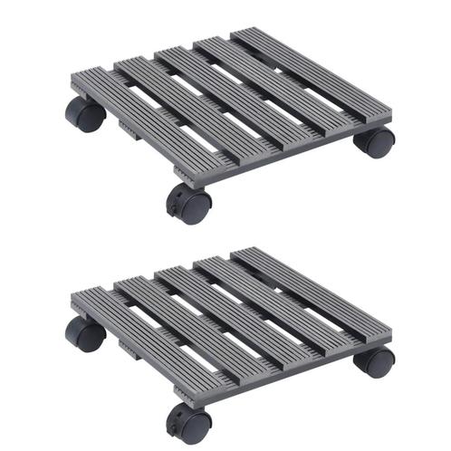 vidaXL Plantentrolleys 2 st 30x30x7,5 cm HKC grijs, Tuin en Terras, Overige Tuin en Terras, Nieuw, Verzenden