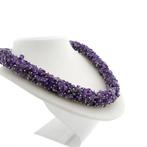 Amethist kralen collier aan zilver (Ketting), Gebruikt, Overige kleuren, Ophalen of Verzenden, Met edelsteen