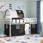 vidaXL Stapelbed met gordijnen 75x190 cm grenenhout wit en, Verzenden, Nieuw, Zwart, Hout