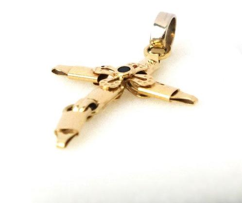 Kruishanger - 18 karaat Geel goud - 0.80ct. tw. Onyx, Sieraden, Tassen en Uiterlijk, Antieke sieraden