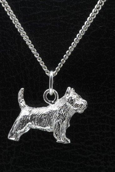 Zilveren Cairn terrier ketting hanger - groot, Sieraden, Tassen en Uiterlijk, Kettinghangers, Verzenden