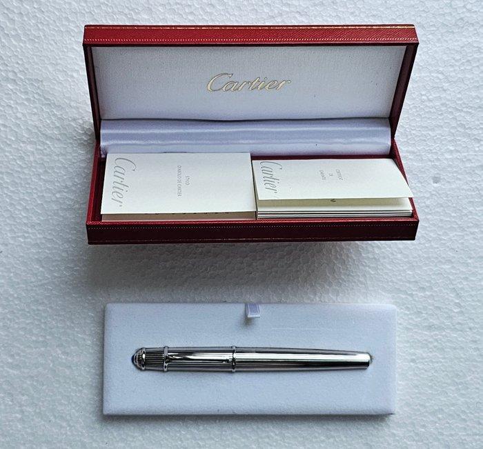 Cartier - DIABOLO BIG SIZE MÉTAL ARGENTÉ - PLUME OR 18, Verzamelen, Pennenverzamelingen