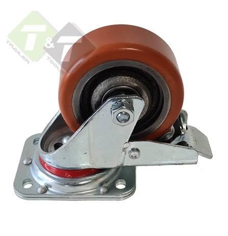 Zwenkwiel + Rem Zwaar 100 MM - Polyurethaan Wiel - 325 KG -, Doe-het-zelf en Verbouw, Zwenkwielen, Nieuw, Ophalen of Verzenden