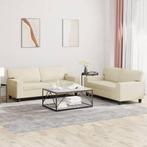 vidaXL 2-delige Loungeset kunstleer crèmekleurig, Huis en Inrichting, Verzenden, Nieuw, Vierpersoons of meer, Leer