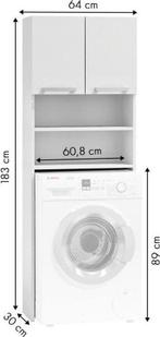 Wasmachine kast - 4 schappen & 2 deuren - wit, Ophalen of Verzenden, Nieuw