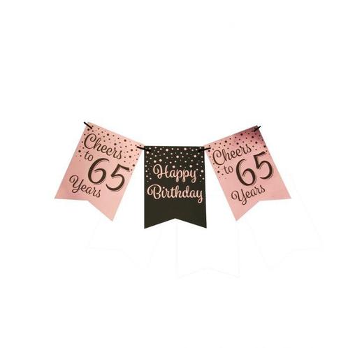 Verjaardagsslinger Vaandel 65 Jaar Roze/Zwart (6m), Hobby en Vrije tijd, Feestartikelen, Nieuw, Ophalen of Verzenden