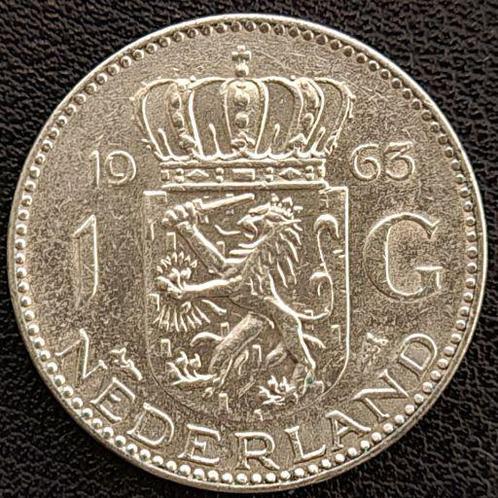 Nederlandse zilveren Gulden 1963, Postzegels en Munten, Munten | Nederland, Losse munt, Koningin Juliana, Zilver, Verzenden