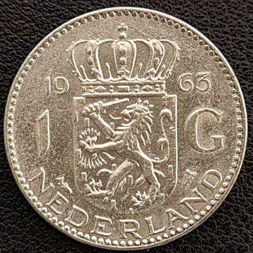Nederlandse zilveren Gulden 1963, Postzegels en Munten, Munten | Nederland, Losse munt, Koningin Juliana, Zilver, Verzenden