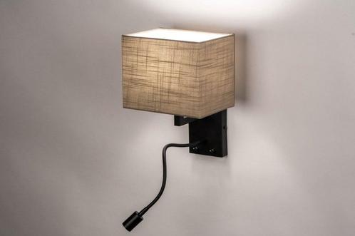 Rietveld Wandlampen - Zwart, Taupe - Stof, Metaal, Huis en Inrichting, Lampen | Wandlampen, Verzenden